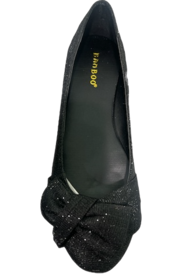 Gitana Bow Glitter Flats in black