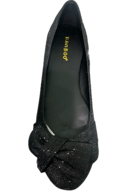 Gitana Bow Glitter Flats in black
