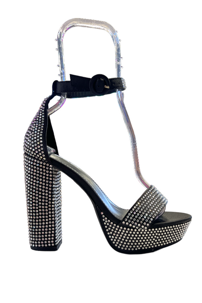 Isabella Rhinestone Heels in Black