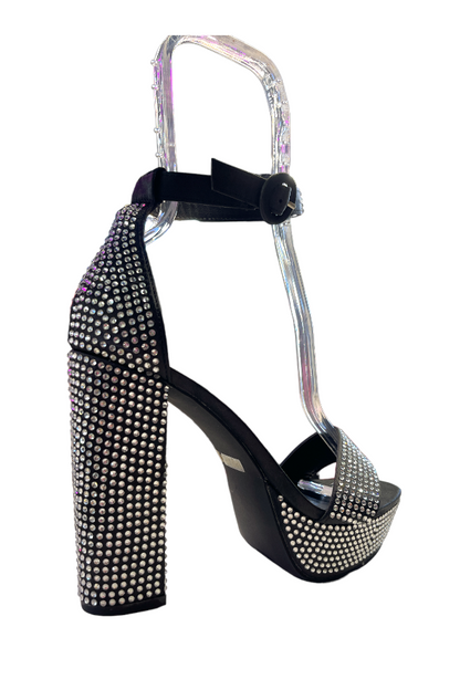 Isabella Rhinestone Heels in Black