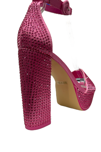 Isabella Rhinestone Heels in Fuchsia 