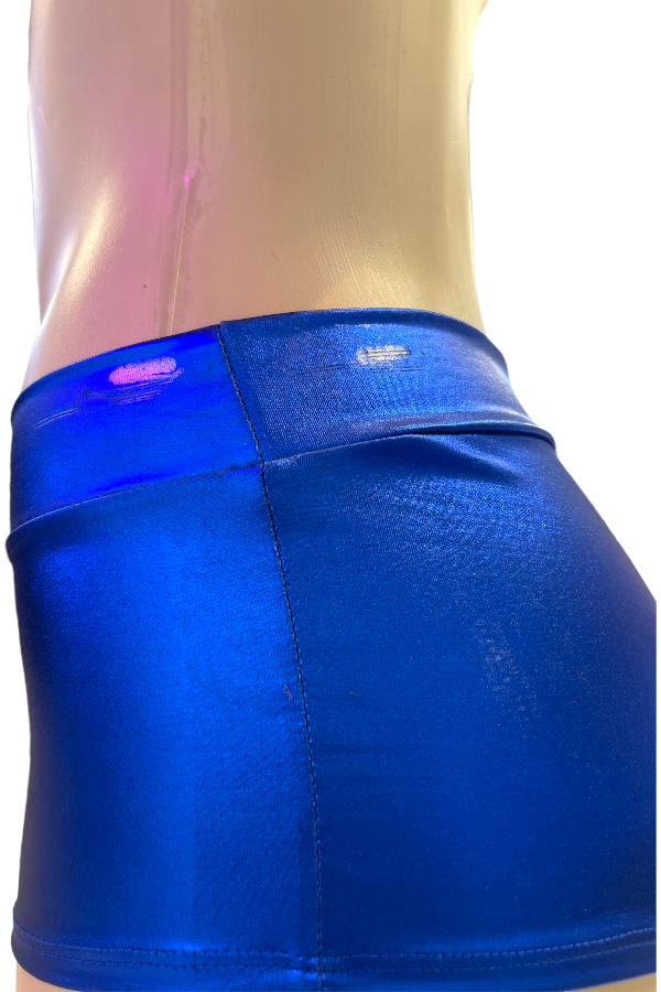 Close up of Vintage Metallic Boyshorts in Blue