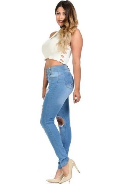 Side of 2 Buttoned Ripped Jeans