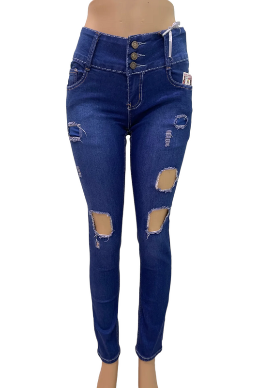 Patched Up Ripped Jeans in blue