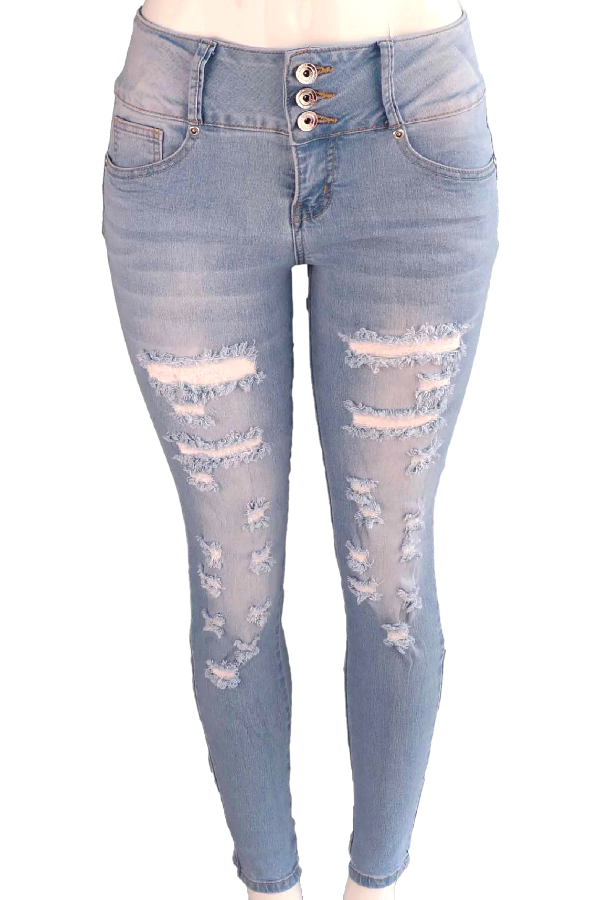 Medium Rise Distressed Jeans