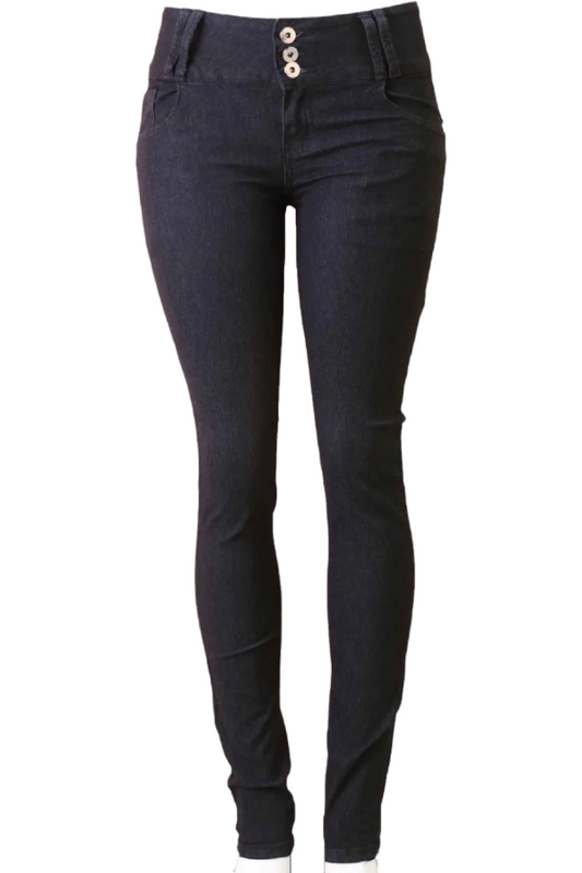 Scratched High Rise Pocket Design Jeans in Black