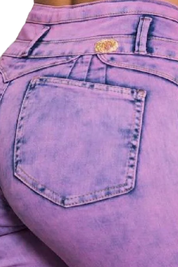 Close up of Beauty Storm Denim Jeans in Purple