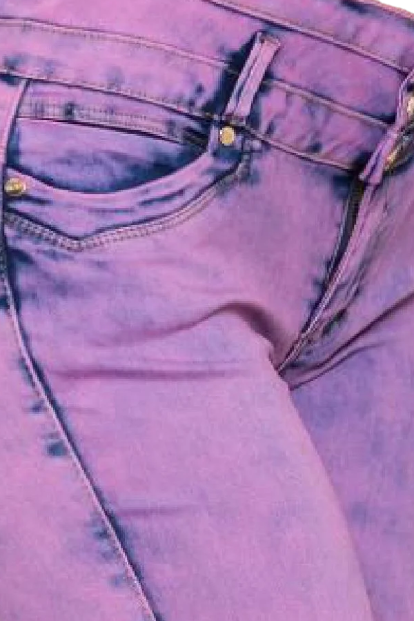 Close up of Beauty Storm Denim Jeans in Purple