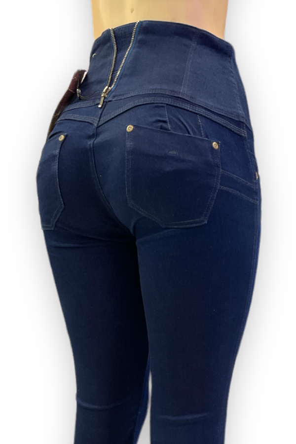 Back of Jenna Colombian Jeans in Navy Color