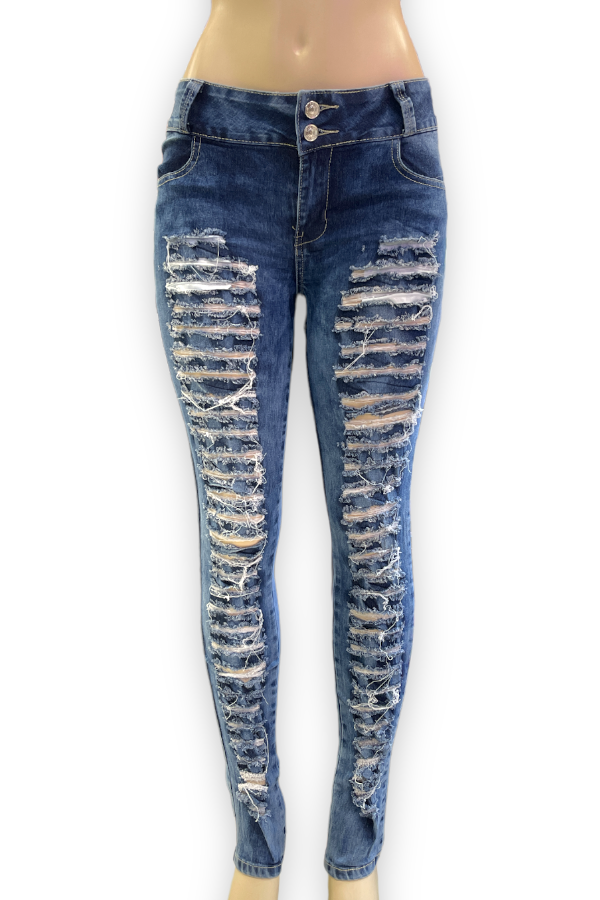 All Torn Up Distressed Jeans in Blue