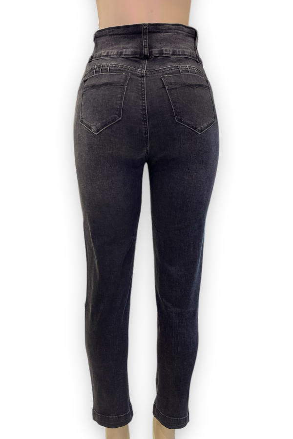 back of Chill Days Stretch Jeans in grey Color