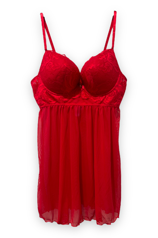 Bustier Lace Babydoll - Red