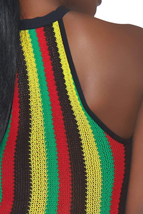 Rasta Fishnet Bodysuit on model