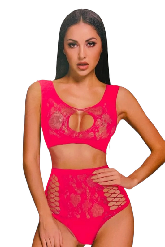 hot pink Feeling Fab 2 pc Set on model