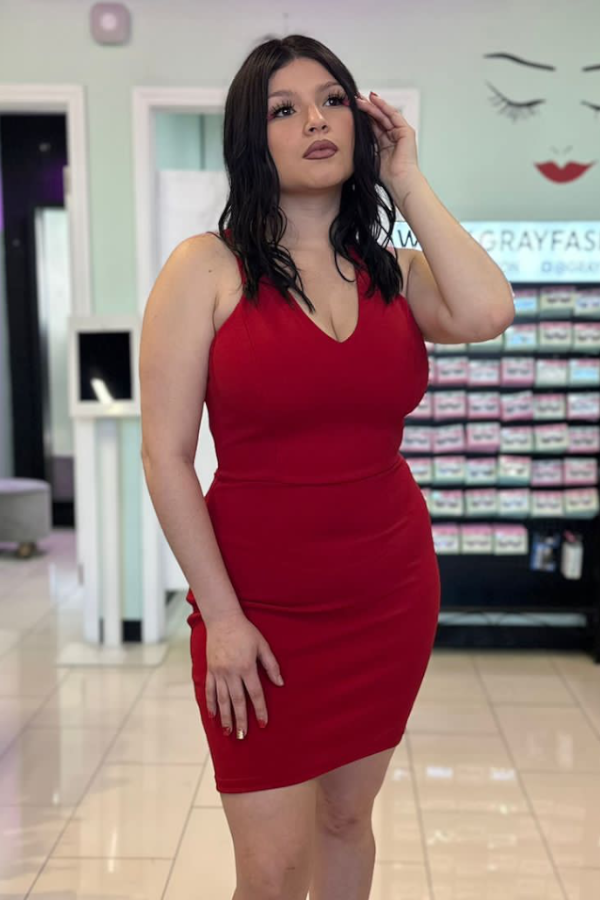 Lace Up Racerback Dress - Red