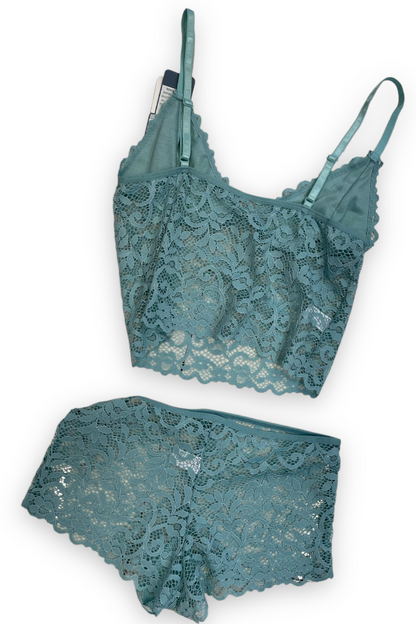 Lace Cami & Boyshort Pajama Set - Black View