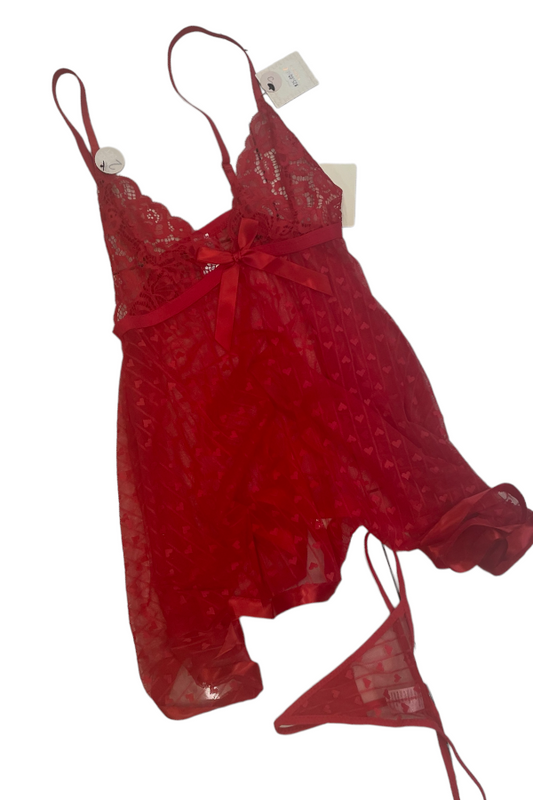 Flirty Heart Babydoll - Red