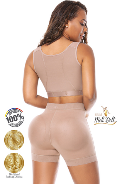 Melibelt Preformed Butt Lifting Shorts W/ Silicon - Cocoa - Back View
