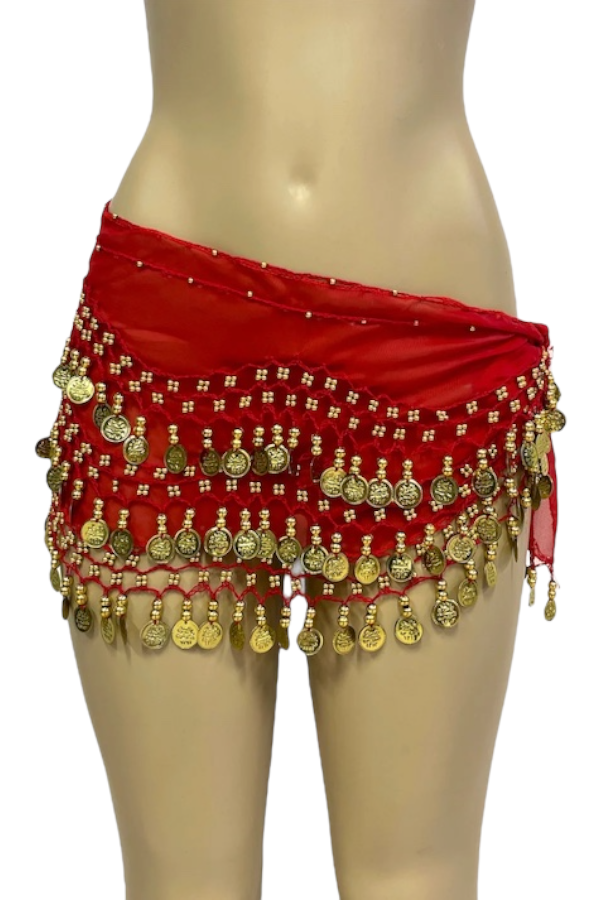 Belly Dance Coin Skirt - Red