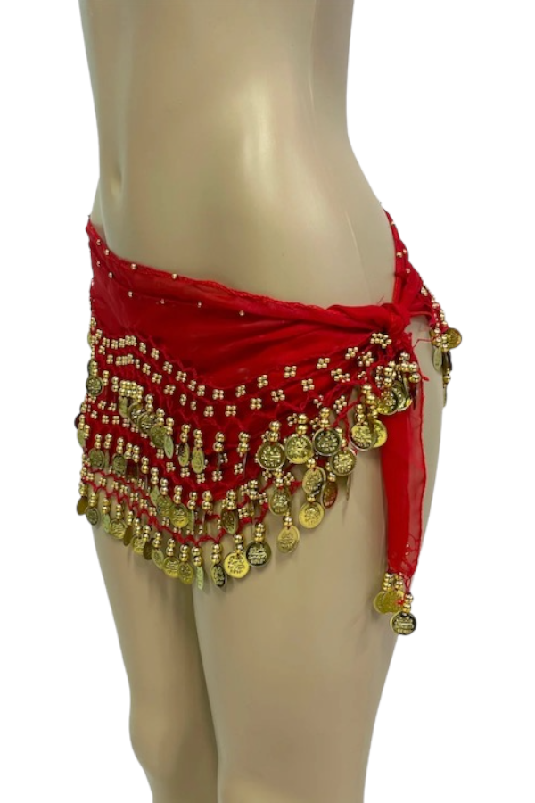 Belly Dance Coin Skirt - Red