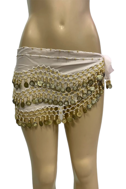 Belly Dance Coin Skirt - White