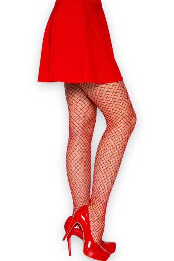 Gaia Spandex Net Industrial Tights  - Red - Side View