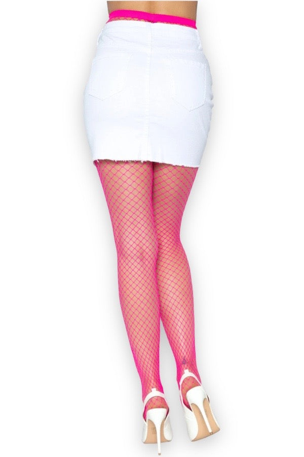 Gaia Spandex Net Industrial Tights  - Neon Pink - Back view