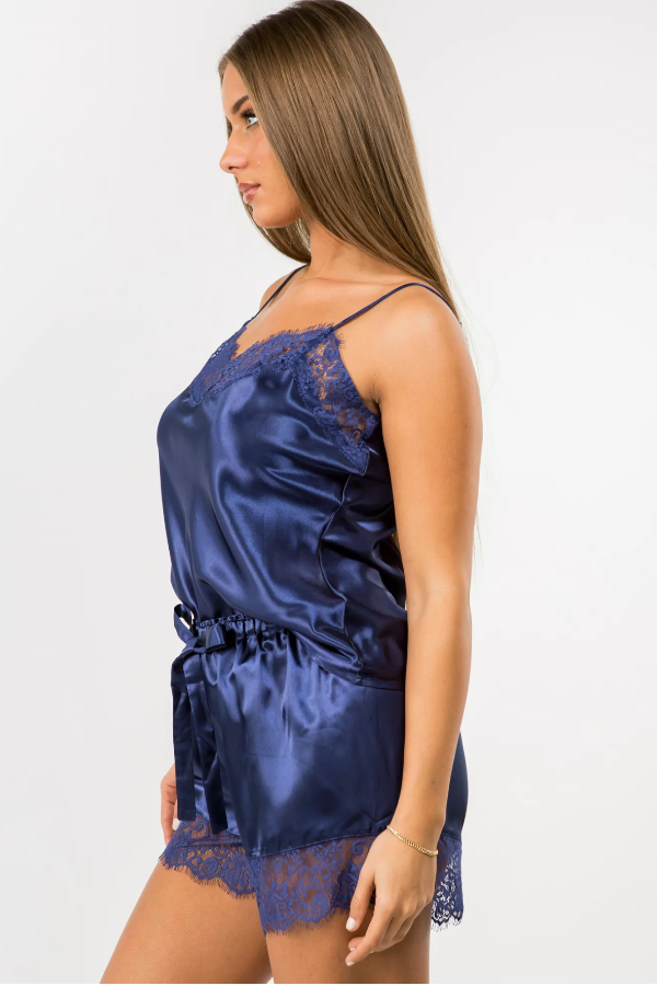 Feel Me Satin Set - Navy 