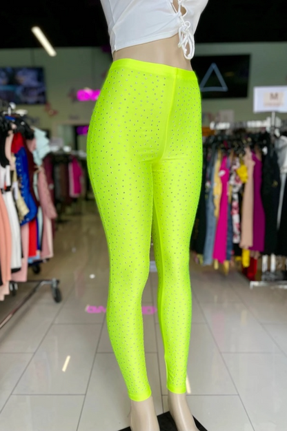 Stone High Waist Leggings - Neon Yellow
