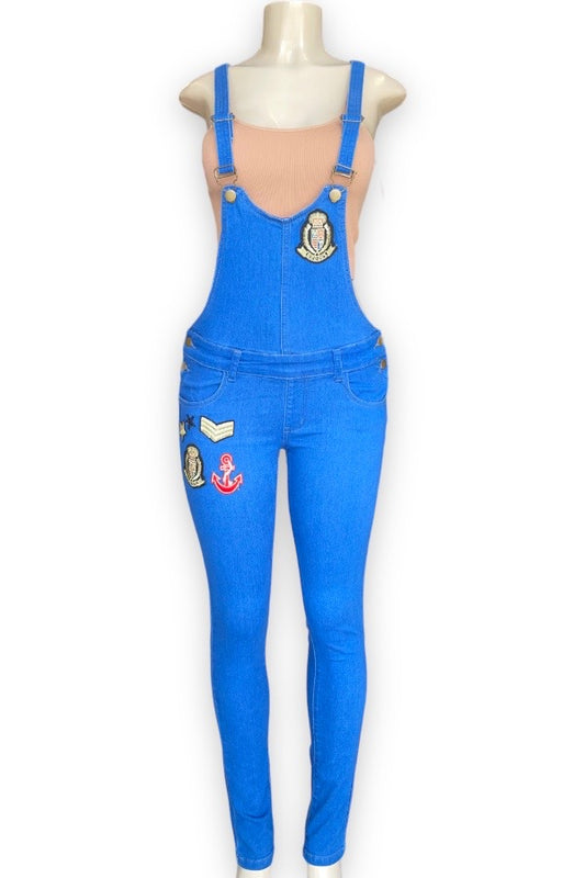 Groove Denim Overall Jeans with Patches - Blue