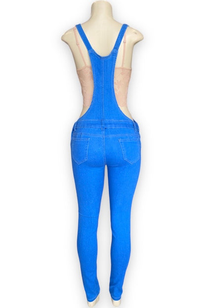 Groove Denim Overall Jeans with Patches - Blue - Back View