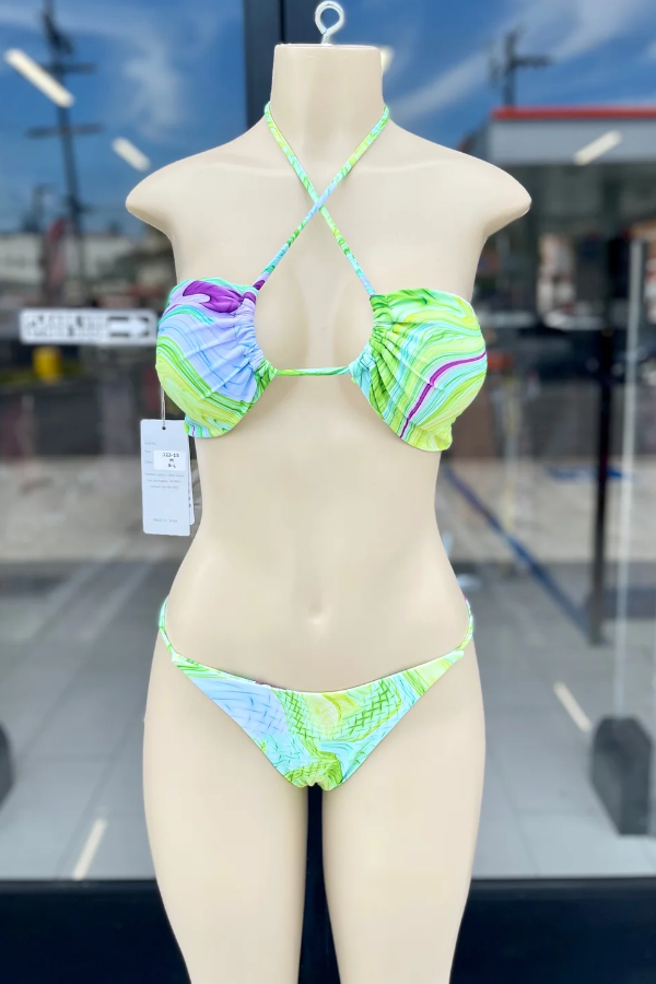 Paradise Bikini Set With Open Skirt - Green