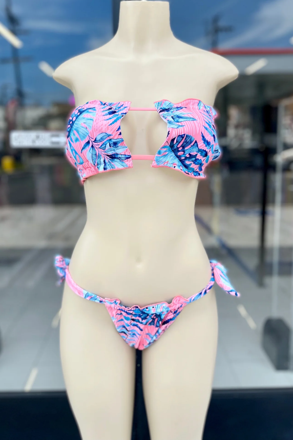 Blue Paradise Bikini Set - Pink