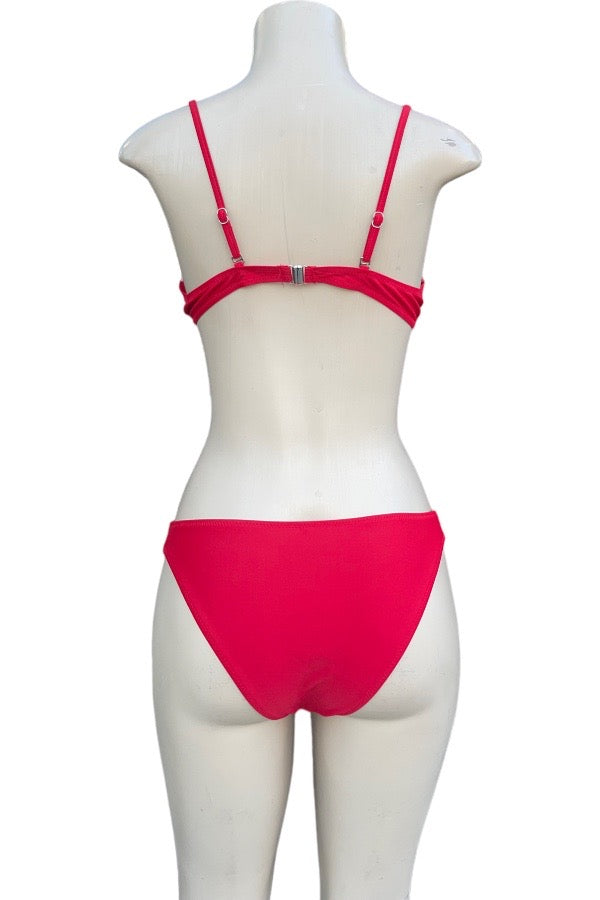 Caged Wired 2 Piece Swim Set - Red - Back View