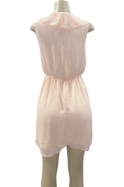 Flounced Chiffon Dress - Peach - Back View