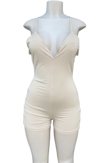 Romper With Side Cut Outs - Beige