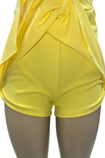 Iridessa Tulip Skirt Romper - Yellow - Close Up