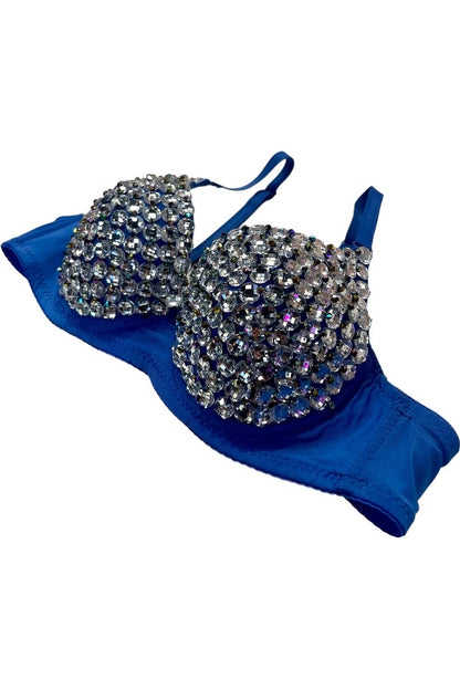 Beaded Chain Bra - Blue
