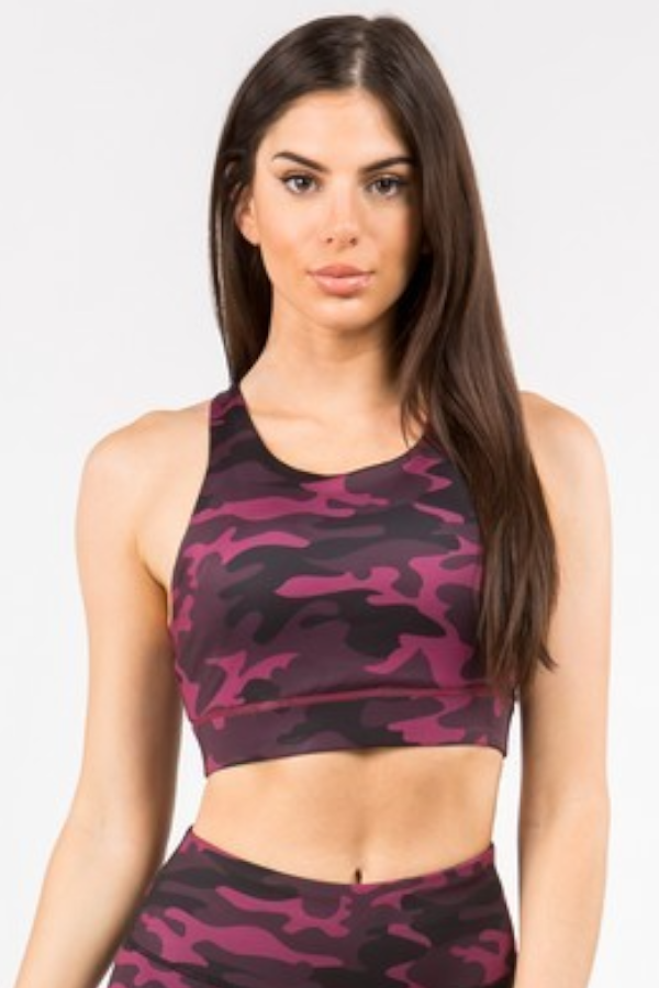Can You See Me Pink Camo Activewear Sports Bra - Pink