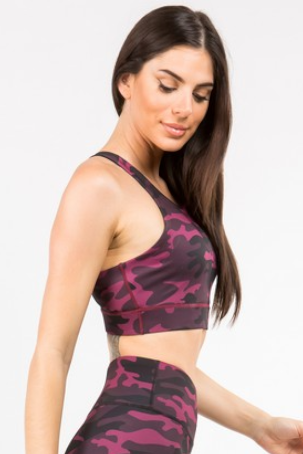 Can You See Me Pink Camo Activewear Sports Bra - Pink