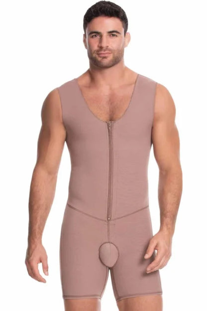 Full Men Shapewear With Frontal Zipper - Cocoa