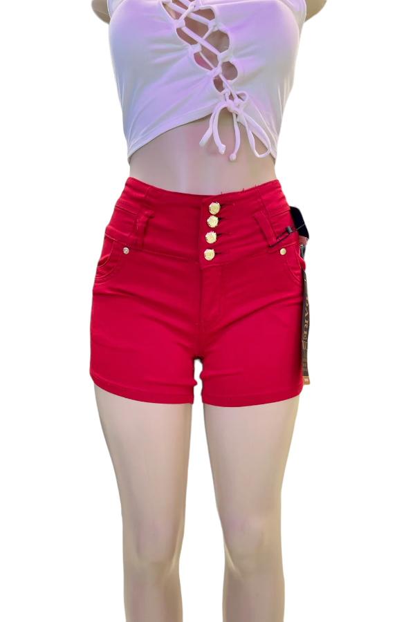 High Rise Colombian Style Shorts - Red