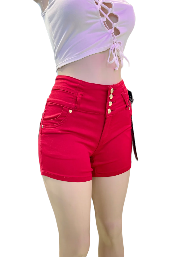 High Rise Colombian Style Shorts - Red