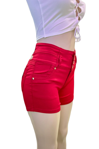 High Rise Colombian Style Shorts - Red