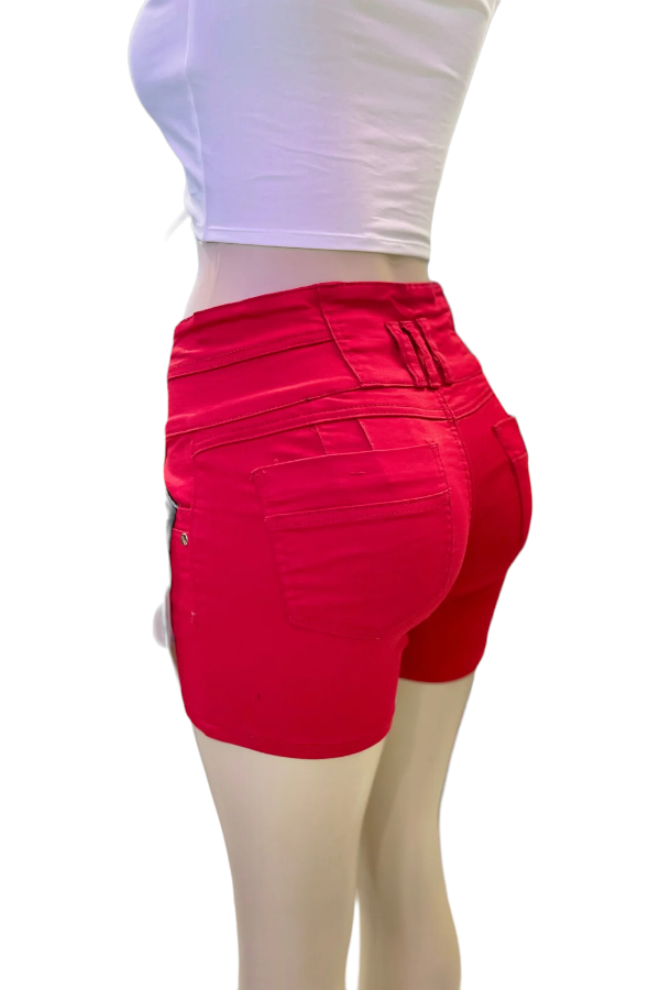 High Rise Colombian Style Shorts - Red