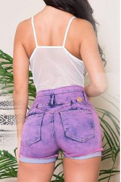 Beauty Storm Denim Shorts - Purple
