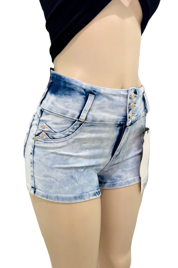 Top Notch High Rise Colombian Style Shorts - Light Blue