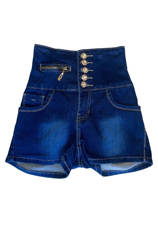 Scrunched High Rise Shorts - Navy