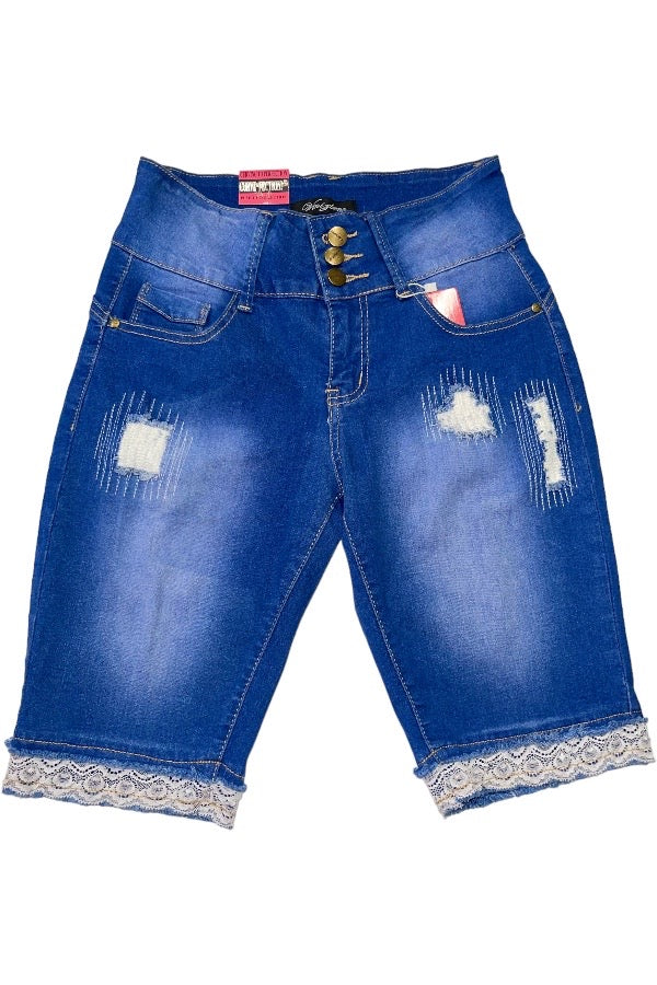 Scraped Bermuda Shorts - Blue