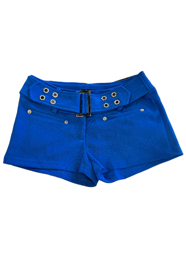 Button Belt Shorts - Blue
